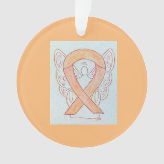 Peach Awareness Ribbon Angel Customised Ornaments (Front)