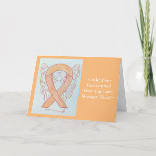 Peach Awareness Ribbon Angel Greeting Cards