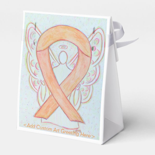 Peach Awareness Ribbon Angel Party Favour Boxes (Back Side)