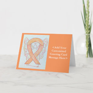 Peach Awareness Ribbon Angel Personalised Cards