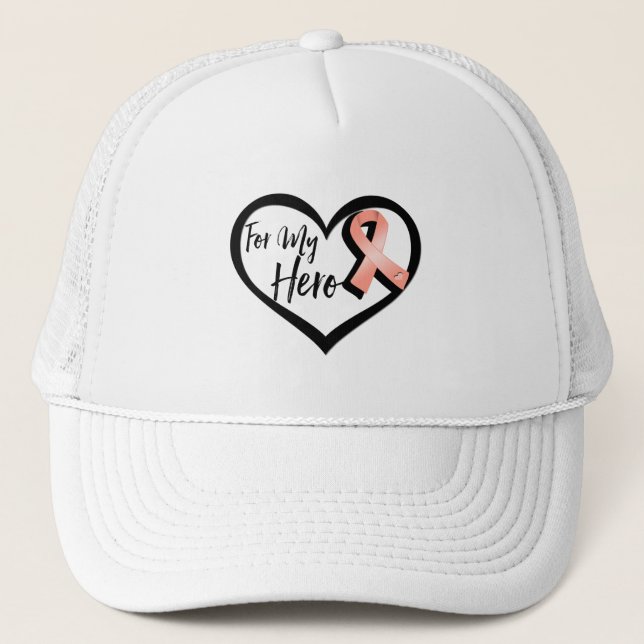 Peach Awareness Ribbon For My Hero Trucker Hat (Front)