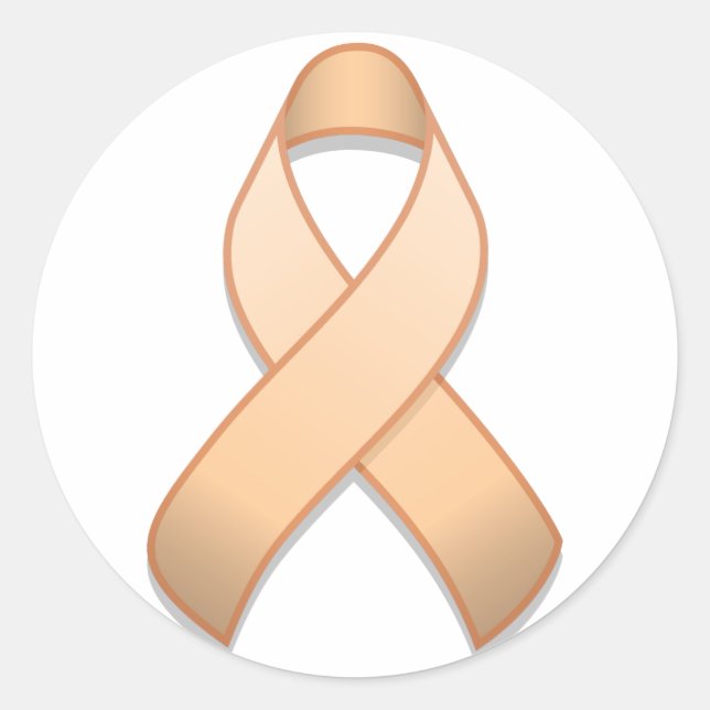 Peach Awareness Ribbon Round Sticker (Front)