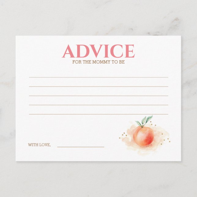 Peach Baby Shower Advice Card (Front)