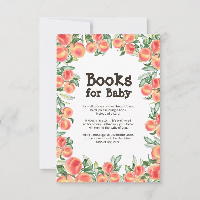 Peach Baby Shower Book Request Enclosure Card (Front)