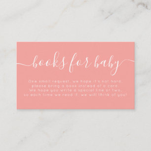 Peach Baby Shower Books For Baby Enclosure Card