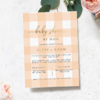 Peach Baby Shower By Mail Foil Invitation