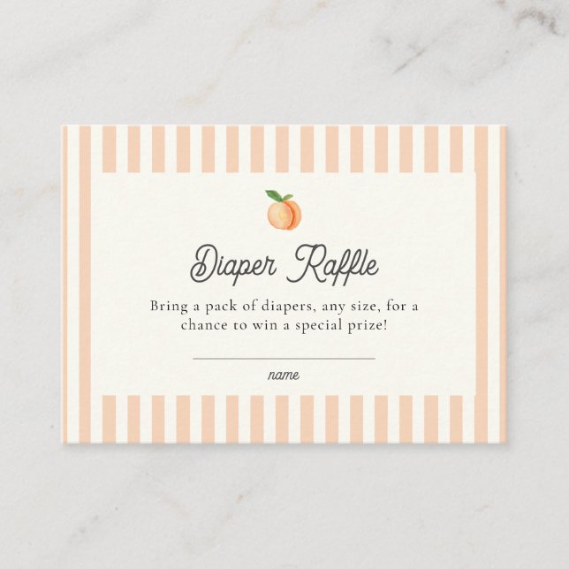 Peach Baby Shower Diaper Raffle Enclosure Card (Front)