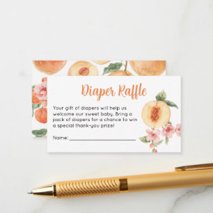 Peach Baby Shower Diaper Raffle Ticket Enclosure Card