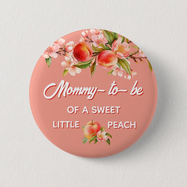 Peach Baby Shower Family Mom 6 Cm Round Badge (Front)