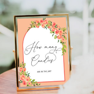 Peach Baby Shower How Many Candies in Jar Poster