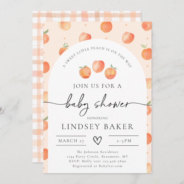 Peach Baby Shower Invitation | Peach Baby (Front/Back)
