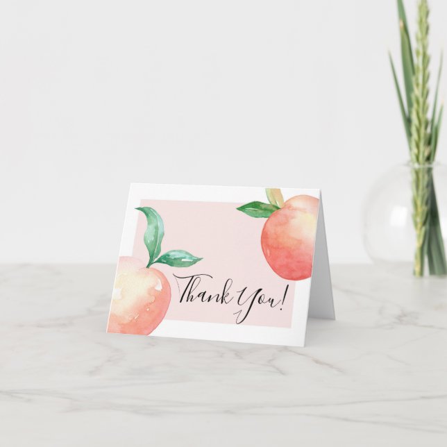 Peach Baby Shower or Birthday Thank You Card (Front)