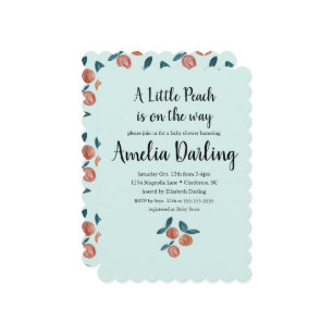 Peach Baby Shower Scallop Edge Invitation