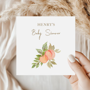 Peach Baby Shower Watercolor Botanical Napkin