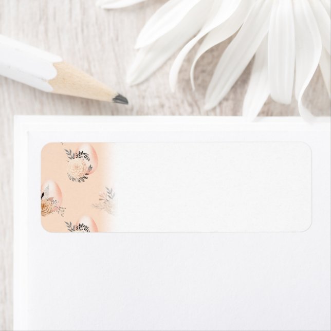 Peach Background Floral Easter Egg Style Pattern (Insitu)