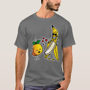Peach Banana funny matching couple naughty cartoon T-Shirt