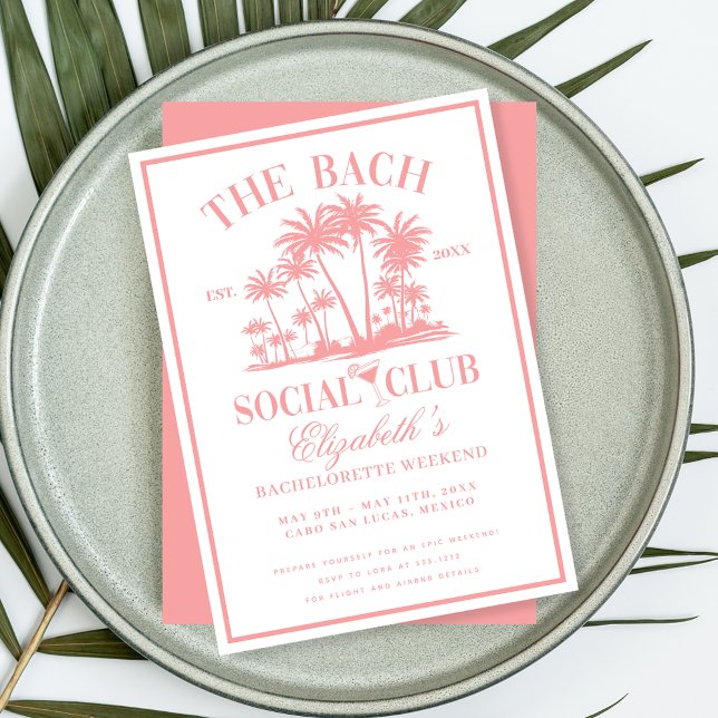 Peach Beach Social Club Bachelorette Party Invitation (Creator Uploaded)