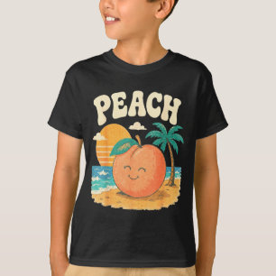 Peach beach summer retro cute fruit sunset design T-Shirt