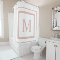 Peach Beige and white  square border monogram