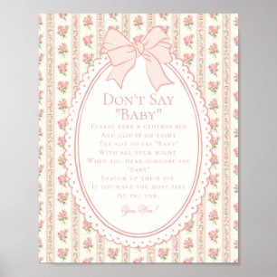 Peach & Beige Fancy Floral Dont Say Baby Game Poster