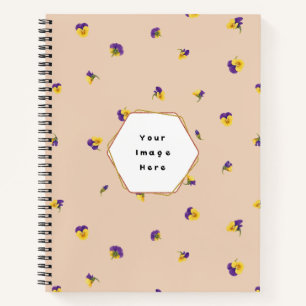 Peach Beige Purple Yellow Viola Floral Pattern Notebook