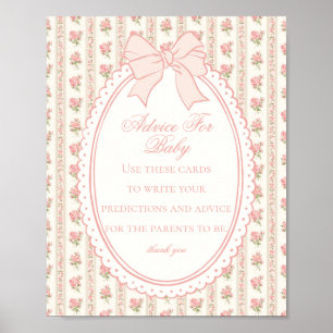 Peach & Beige Vintage Fancy Floral Advice for Baby Poster