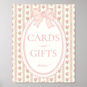 Peach Beige Vintage Fancy Floral Card & Gifts Sign