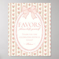 Peach & Beige Vintage Fancy Floral Favors Sign