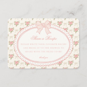Peach Beige Vintage Fancy Floral Share Recipe Enclosure Card