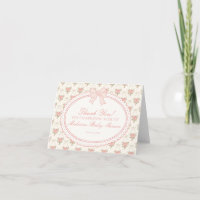 Peach & Beige Vintage Fancy Floral Thank You Card 