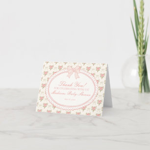 Peach & Beige Vintage Fancy Floral Thank You Card 
