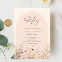 Peach beige wildflower florals 50th birthday