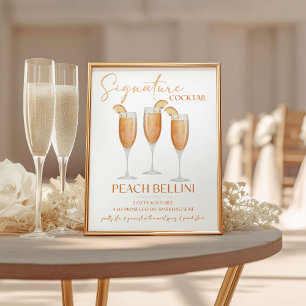 Peach Bellini Signature Cocktail Recipe Pedestal Sign