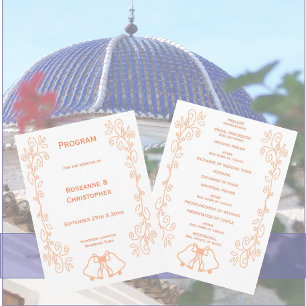 Peach Bells Scrollwork Design Wedding Programme