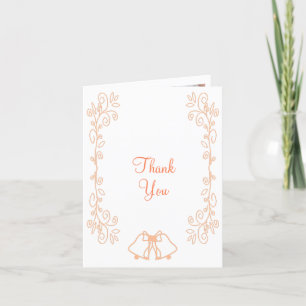 Peach Bells Scrollwork Design Wedding Thank You Card