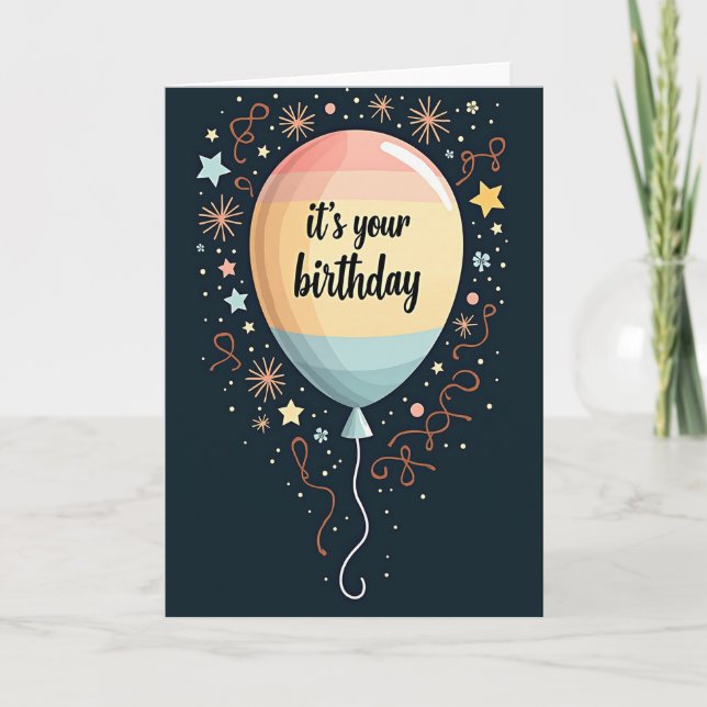Peach Birthday Balloon Card (Front)