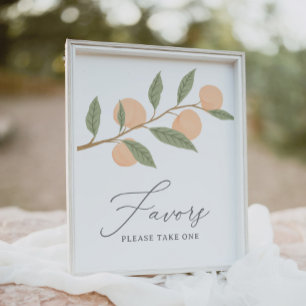 Peach Birthday Party Favours Sign