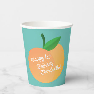 Peach Birthday Party Paper Cups