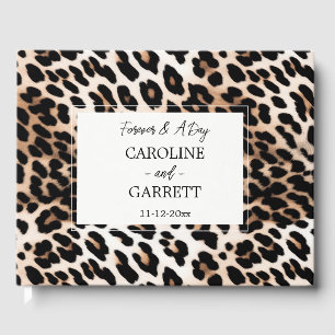 Peach Black Cream Leopard Wedding Guest Book