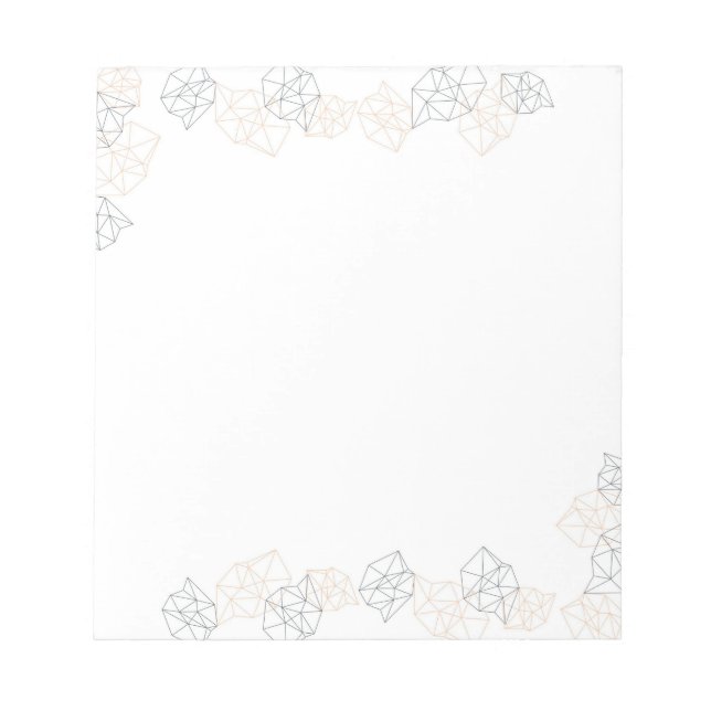 Peach & Black Geometric Border Modern Notepad (Front)