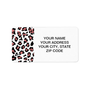 Peach Black Leopard Animal Print Pattern Label