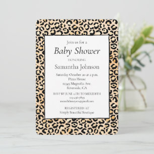 Peach Black Leopard Print      Invitation