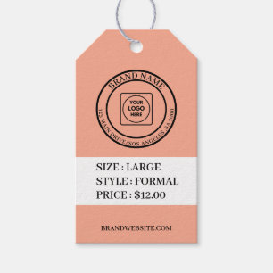 Peach Black Text Business Logo Address Label price