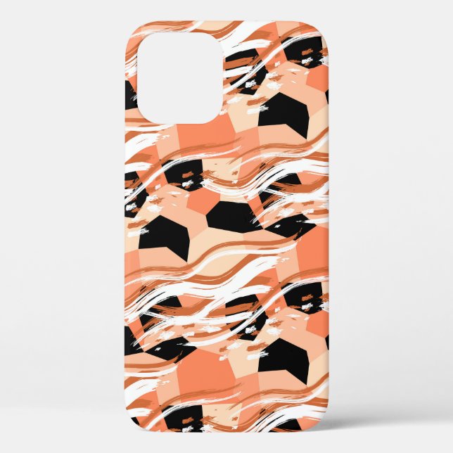 Peach Black White Abstract Pattern. Case-Mate iPhone Case (Back)