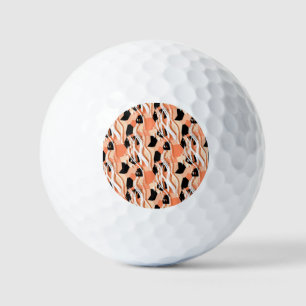 Peach Black White Abstract Pattern. Golf Balls