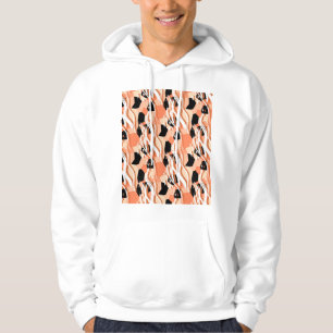 Peach Black White Abstract Pattern. Hoodie