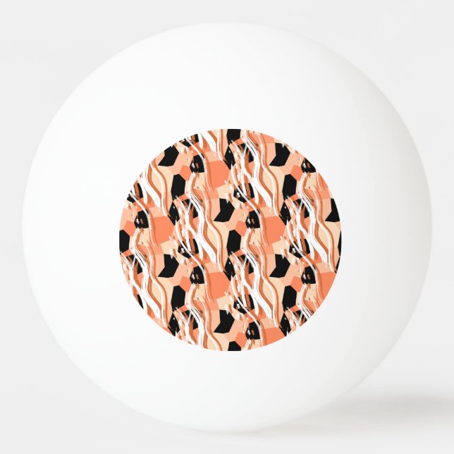 Peach Black White Abstract Pattern. Ping Pong Ball (Front)