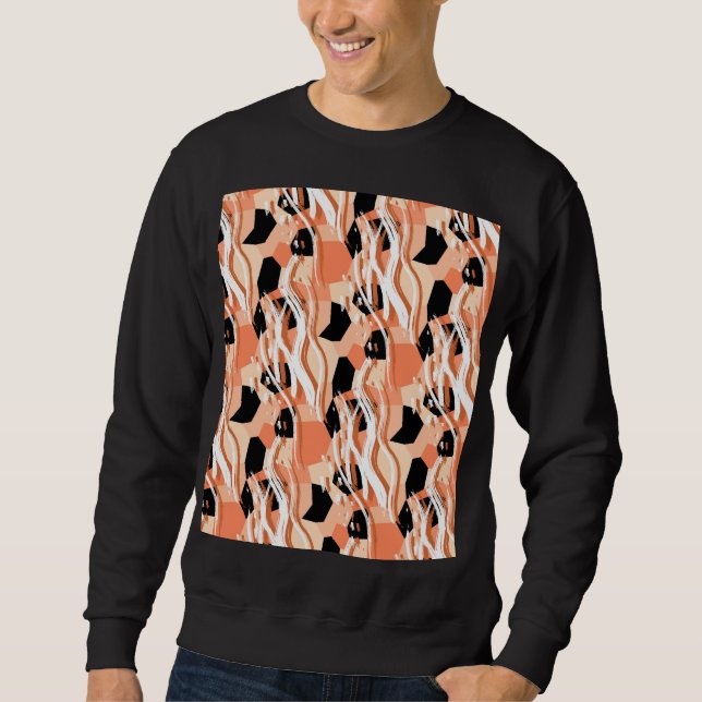 Peach Black White Abstract Pattern. Sweatshirt (Front)
