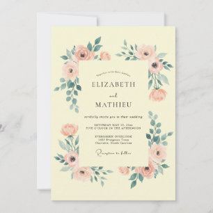 Peach Blissful Meadow Wedding Invitation