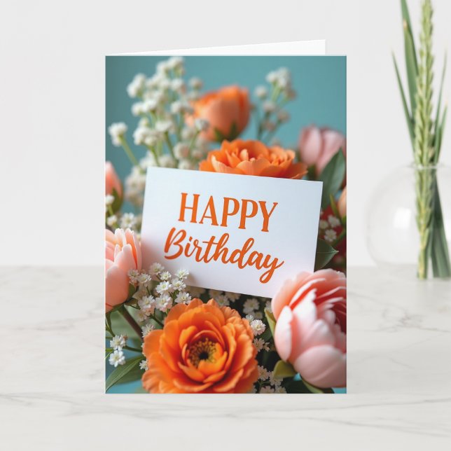 Peach Bloom Birthday Card (Front)